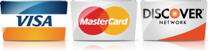 We gladly accept credit cards by Visa, Mastercard and Discover